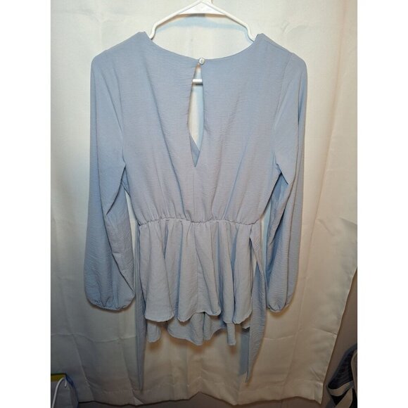 altar'd state Mini Allistair Romper Dress Size Small Light Blue Keyhole Back - Picture 10 of 16